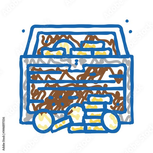 treasure chest found in pirate game icon doodle illustration