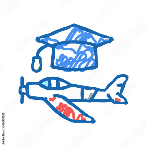 graduate flight school icon doodle illustration