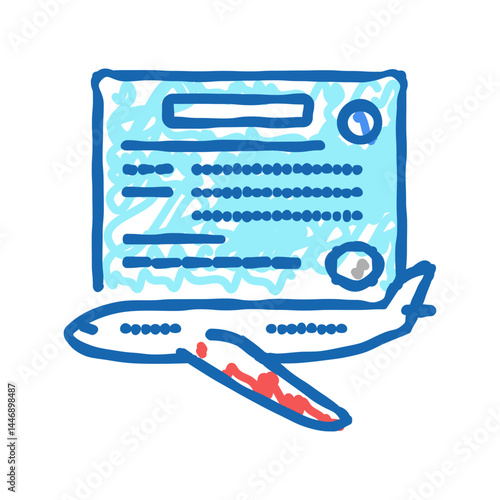 study time flight school icon doodle illustration