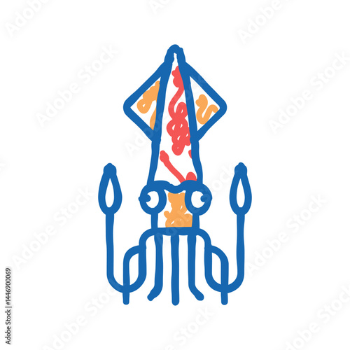 cephalopod squid ocean icon doodle illustration