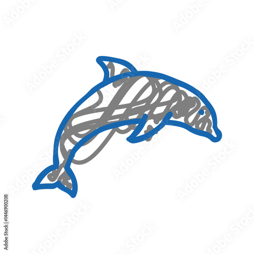 dolphin ocean icon doodle illustration