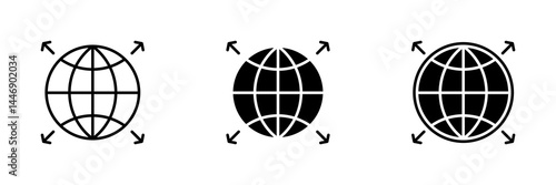 Global Expansion icon set. Global Expansion vector icon in line design for web design, logo and mobile app. Symbol of Global Expansion on white background. Vector illustration.