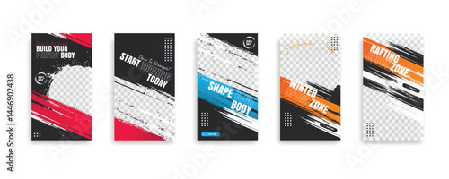 post and story fitness training social media template. social banner for promotion your product