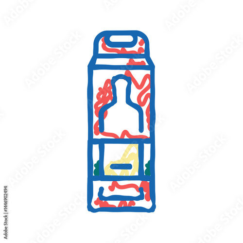 bottle of alcohol box icon doodle illustration