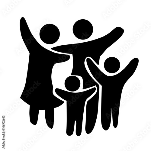Vector illustration of happy family icons.