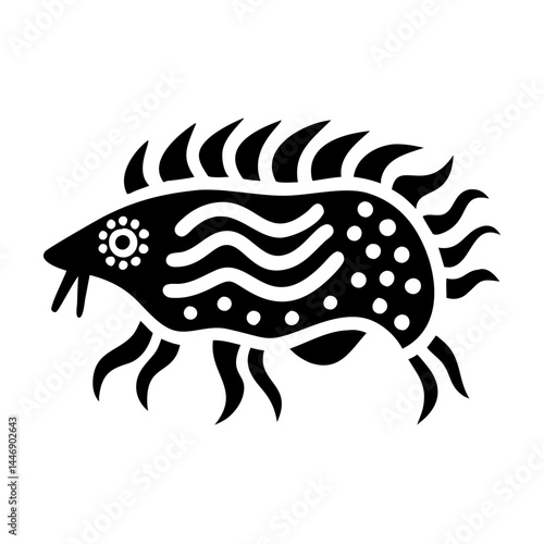 Abstract vector representation of an stylized ancient animal like a hedgehog