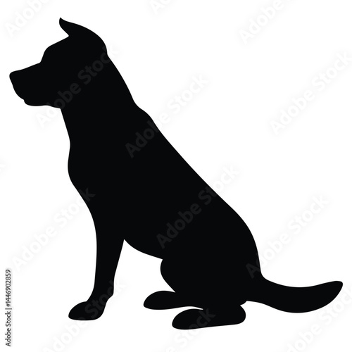 Black Dog Silhouette Vector. Sitting and Standing Canine Clipart Designs.