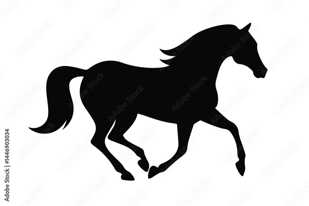 Black Horse Silhouette Vector. Running Stallion Graphic Clipart. Black Horse Silhouette Vector. Running Stallion Graphic Clipart.