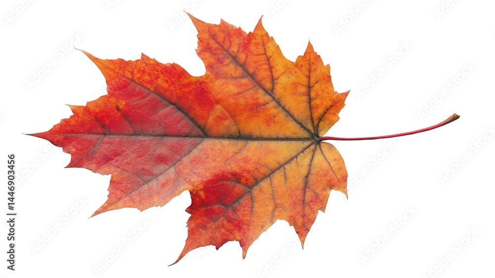 Realistic Maple Leaf in Fall Style Shot from Top-Down View Isolated on White Transparent Background Realistic Maple Leaf in Fall Style Shot from Top-Down View Isolated on White Transparent Background