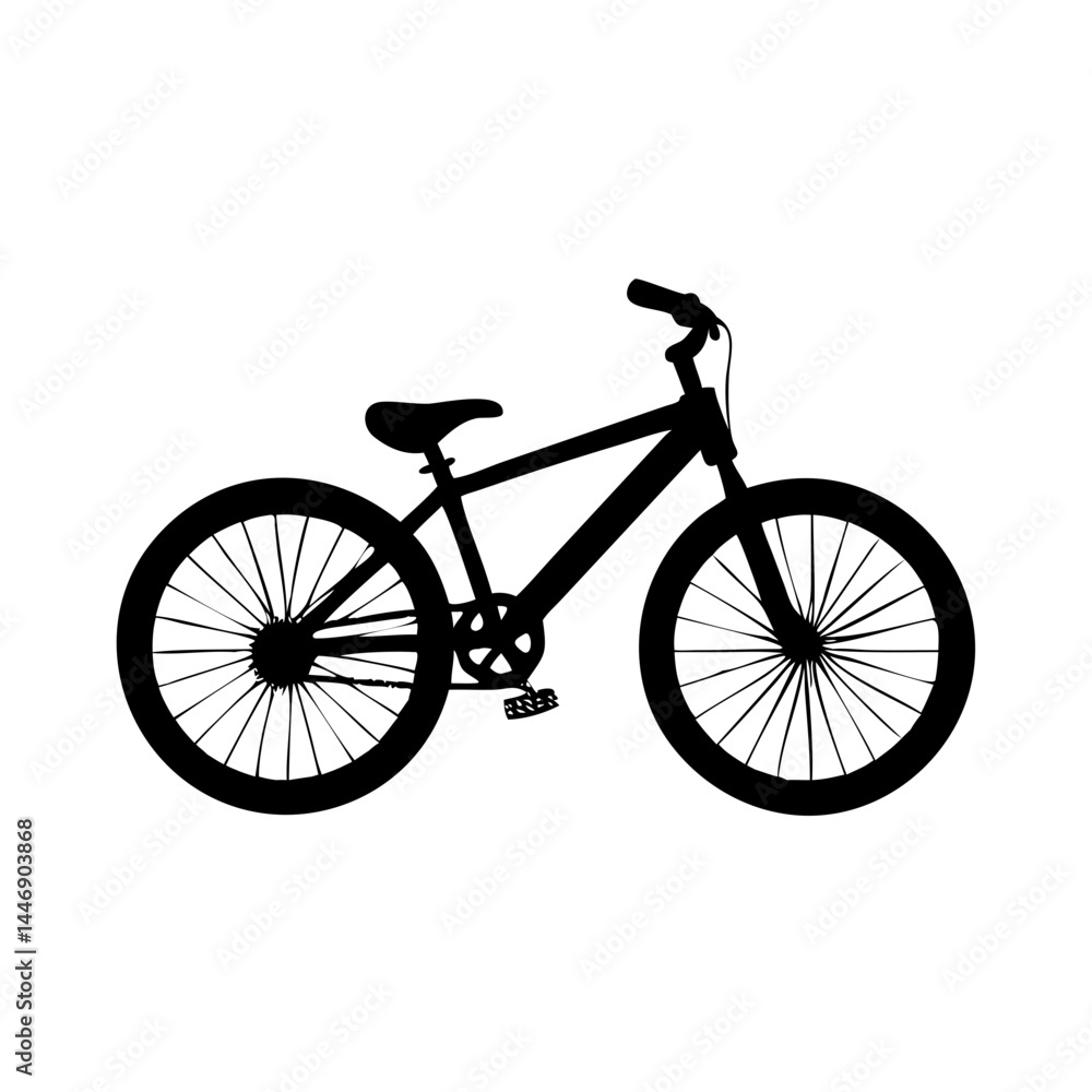 Obraz premium Silhouette of a bicycle with a dark frame and white background