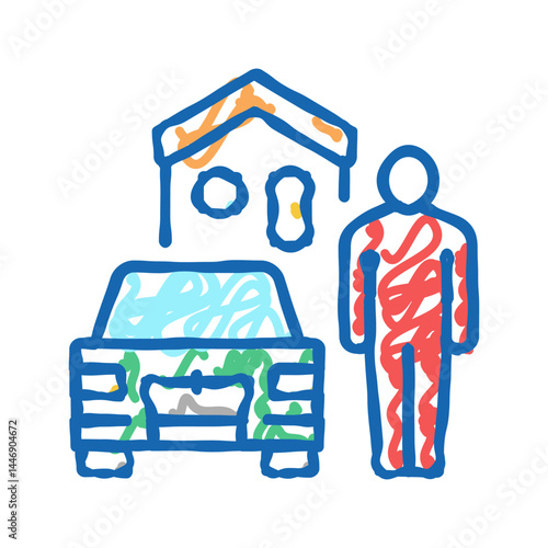resting house on motel territory icon doodle illustration