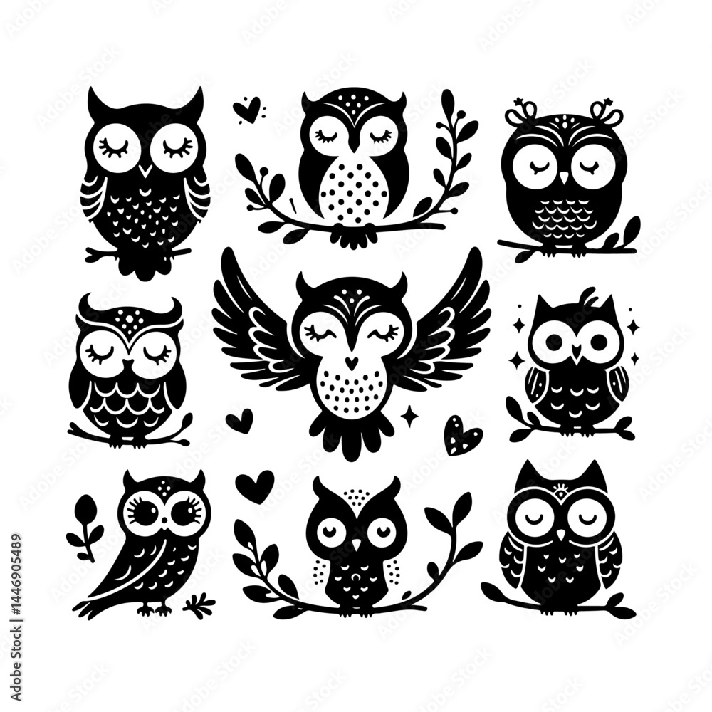 set of a owl silhouette ,owl silhouette set of a owl silhouette ,owl silhouette