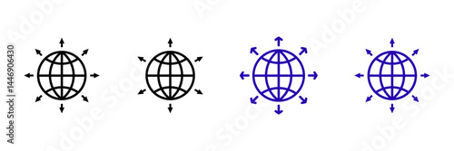 Global Expansion Icon Set. Global Expansion symbol for web design and mobile app. Global Expansion line logo. Vector illustration.