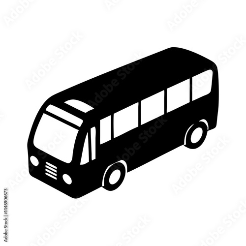 Isometric view of a black bus with white windows vector image