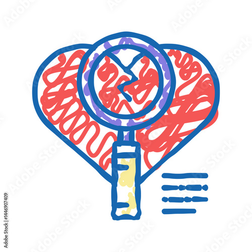 investigation of infidelity icon doodle illustration