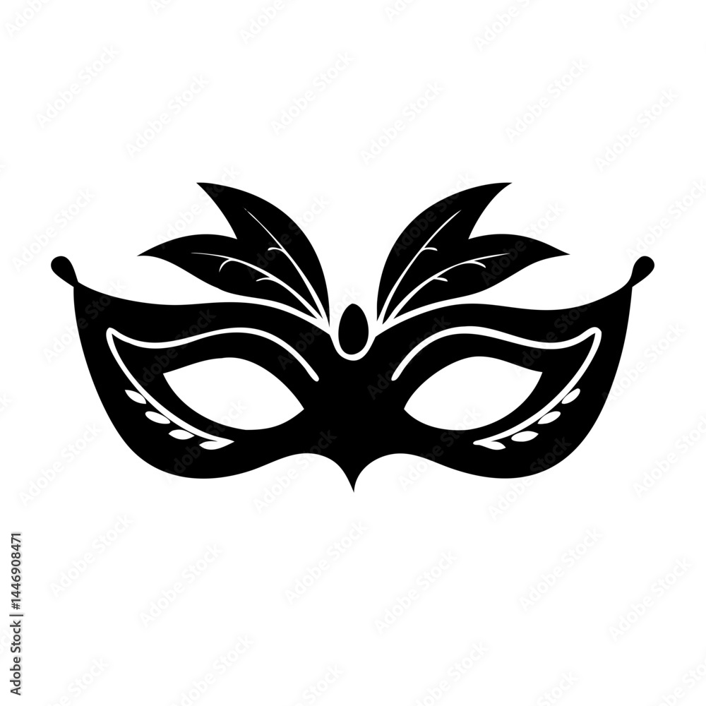 Elegant Venetian masquerade mask in black and white, perfect for carnival Elegant Venetian masquerade mask in black and white, perfect for carnival