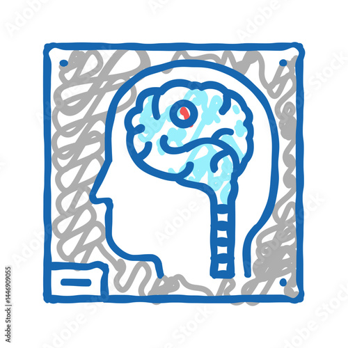 human brain x-ray icon doodle illustration