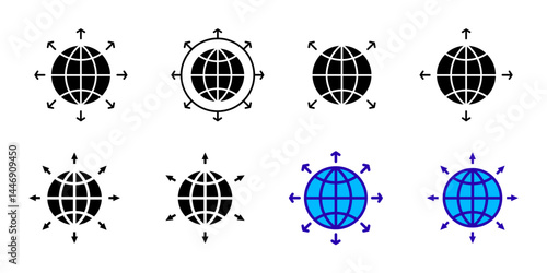 Global Expansion icon set. Global Expansion vector icon in line design for web design, logo and mobile app. Symbol of Global Expansion on white background. Vector illustration.