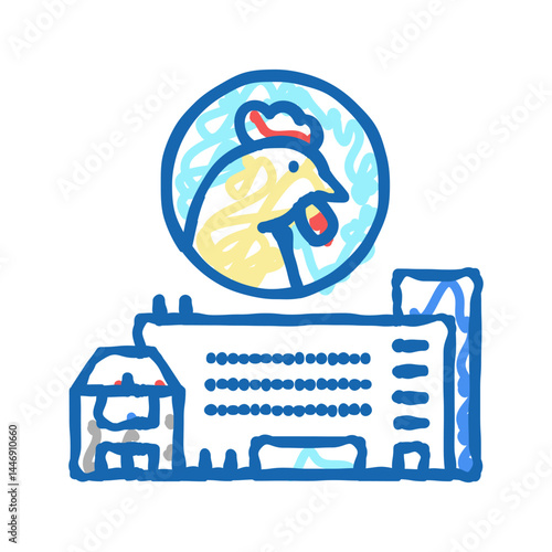 poultry farm and factory icon doodle illustration