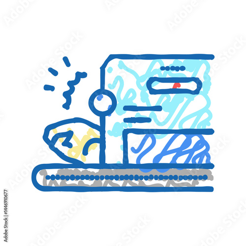 cutting chicken machine icon doodle illustration