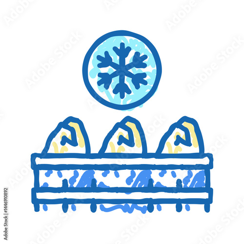 frozen chicken carcass meat icon doodle illustration