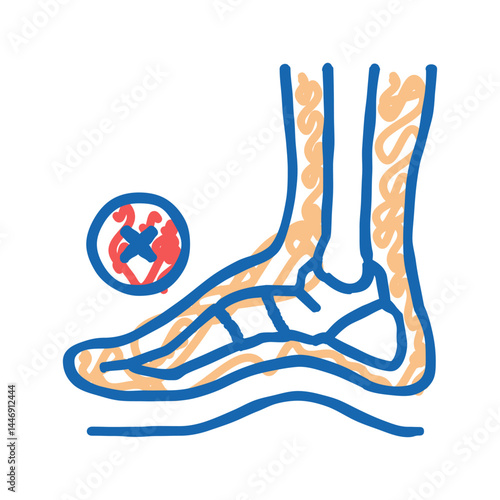 bone postural deformity feet icon doodle illustration