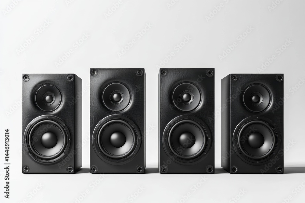 Fototapeta premium Four black speaker boxes