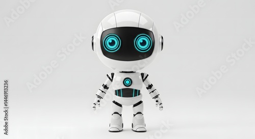 Cute Robot with Glowing Blue Eyes