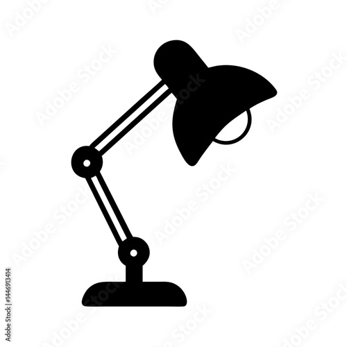 Black silhouette of a desk lamp, minimalist design for home or office