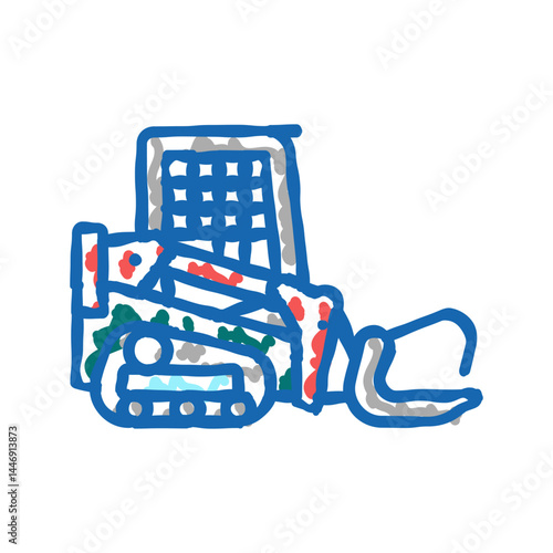 tractor for transportation wood timber icon doodle illustration