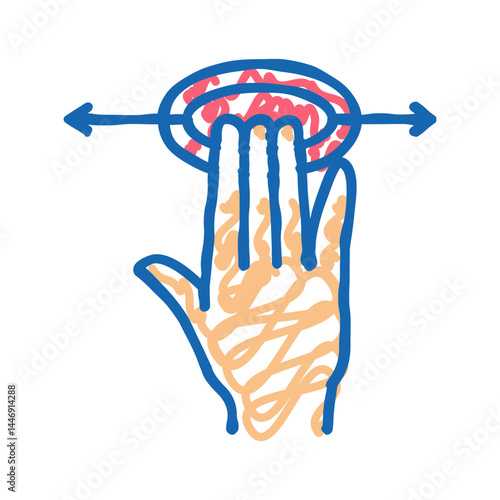 smartphone screen touch with three fingers icon doodle illustration