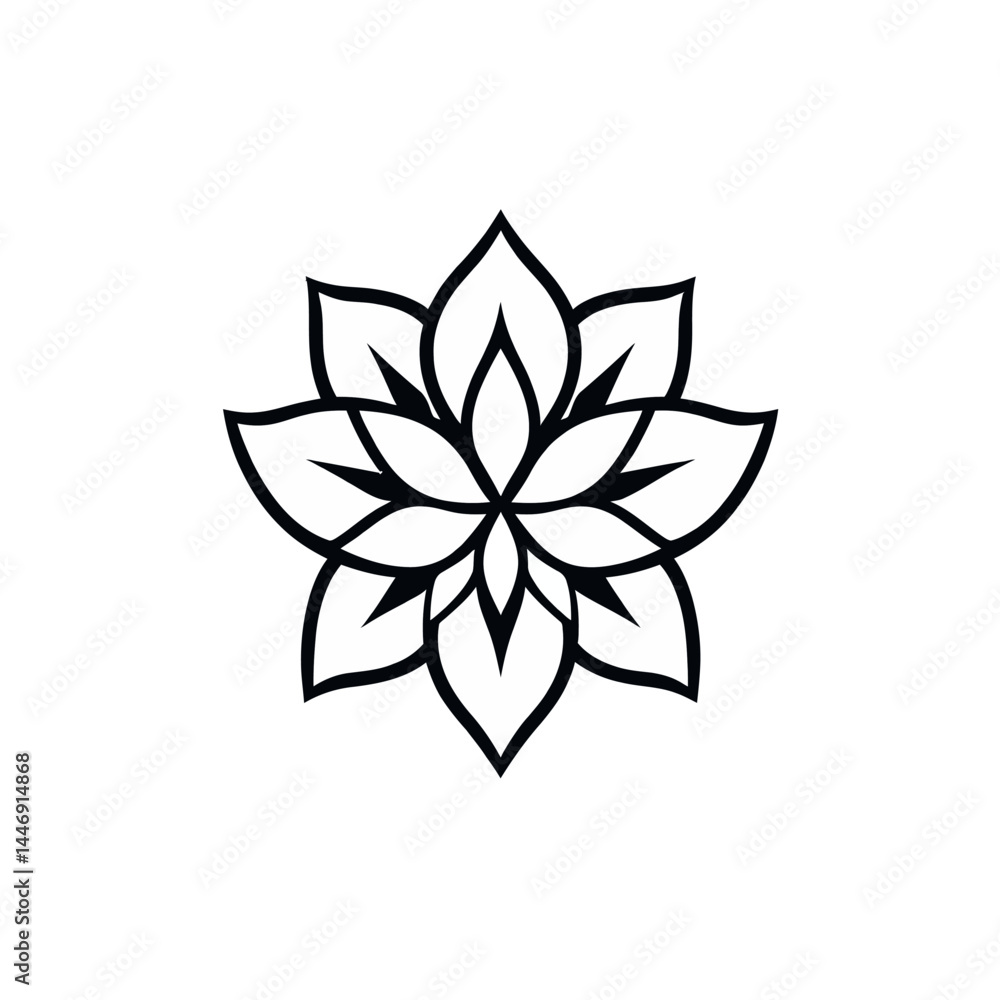 Geometric Floral Design Element Black and White Geometric Floral Design Element Black and White