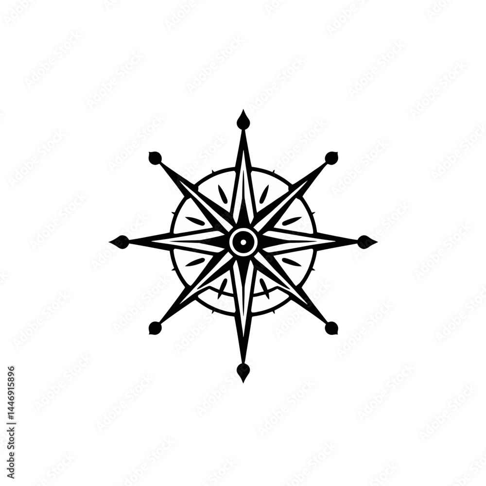 Eight Pointed Star Compass Rose Nautical Design Eight Pointed Star Compass Rose Nautical Design