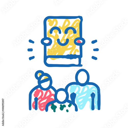book for family icon doodle illustration