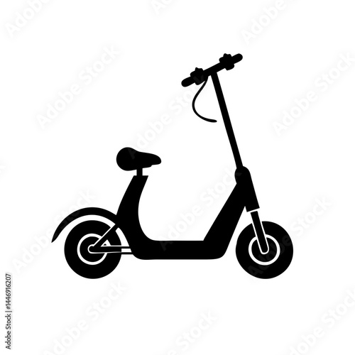 Black and White Silhouette of a Seated Electric Scooter with Handlebars