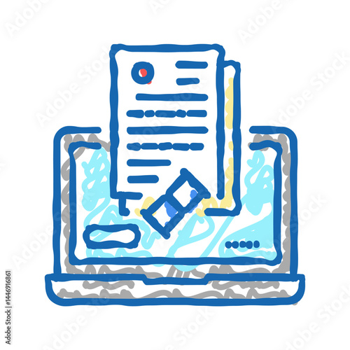 online processing audit icon doodle illustration
