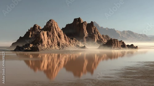 Rocks in water coastal landscape natural scene reflection tranquility serenity