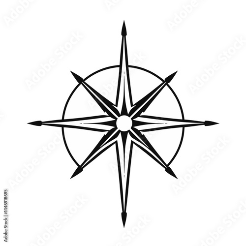 Eight Pointed Star Compass Rose Nautical Graphic Design