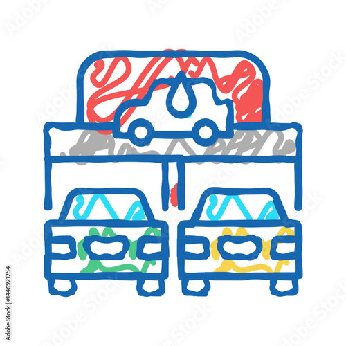 automatically car wash service icon doodle illustration