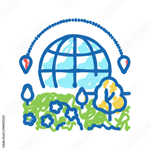 botanical tourism icon doodle illustration