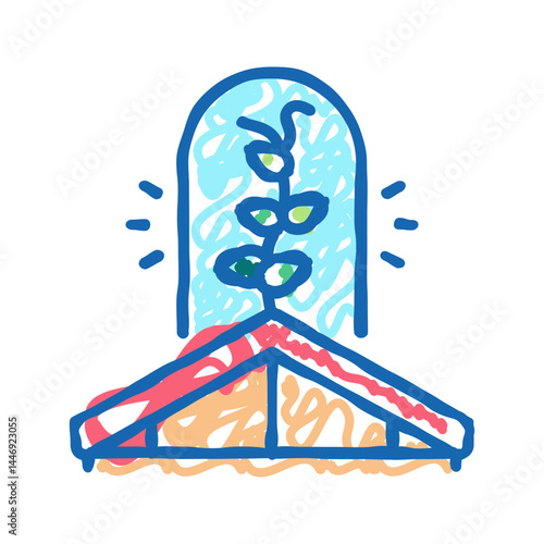 gardening on house roof icon doodle illustration
