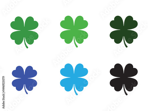 Colorful Clover Icons Set for Graphic Design