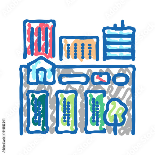 plant garden in city icon doodle illustration
