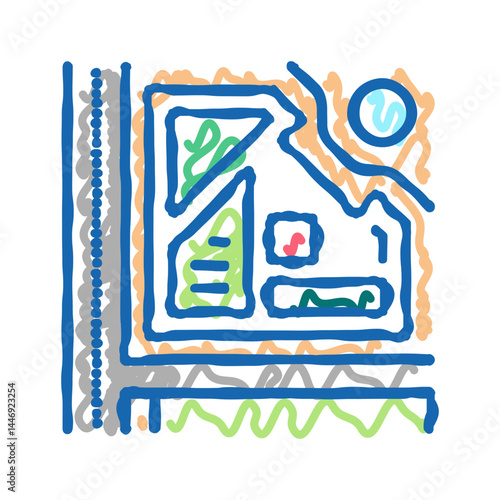 garden location on map icon doodle illustration