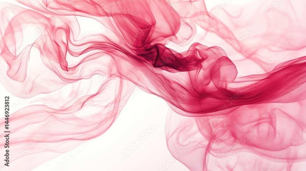 Fototapeta premium Abstract crimson textile flowing design against a white background.