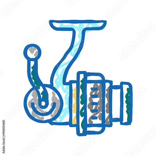spinning reel icon doodle illustration