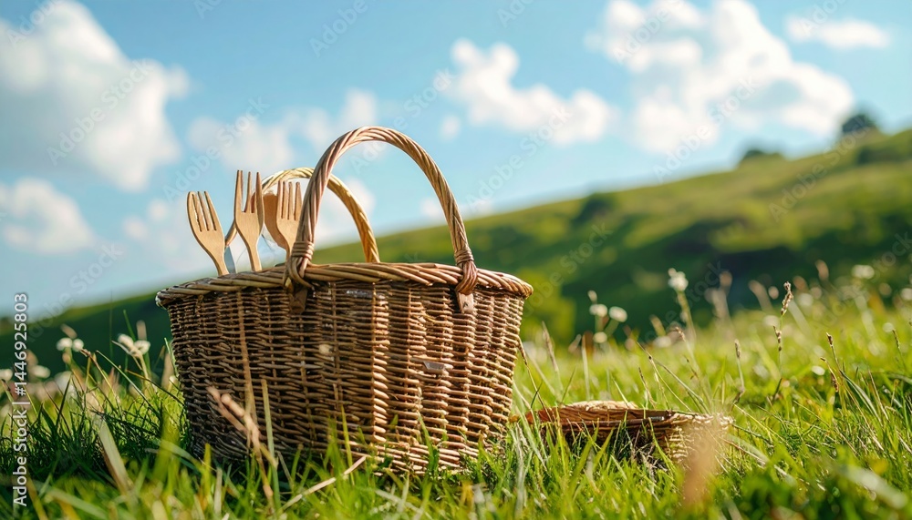 Picnic Basket In A Field Picnic Basket In A Field