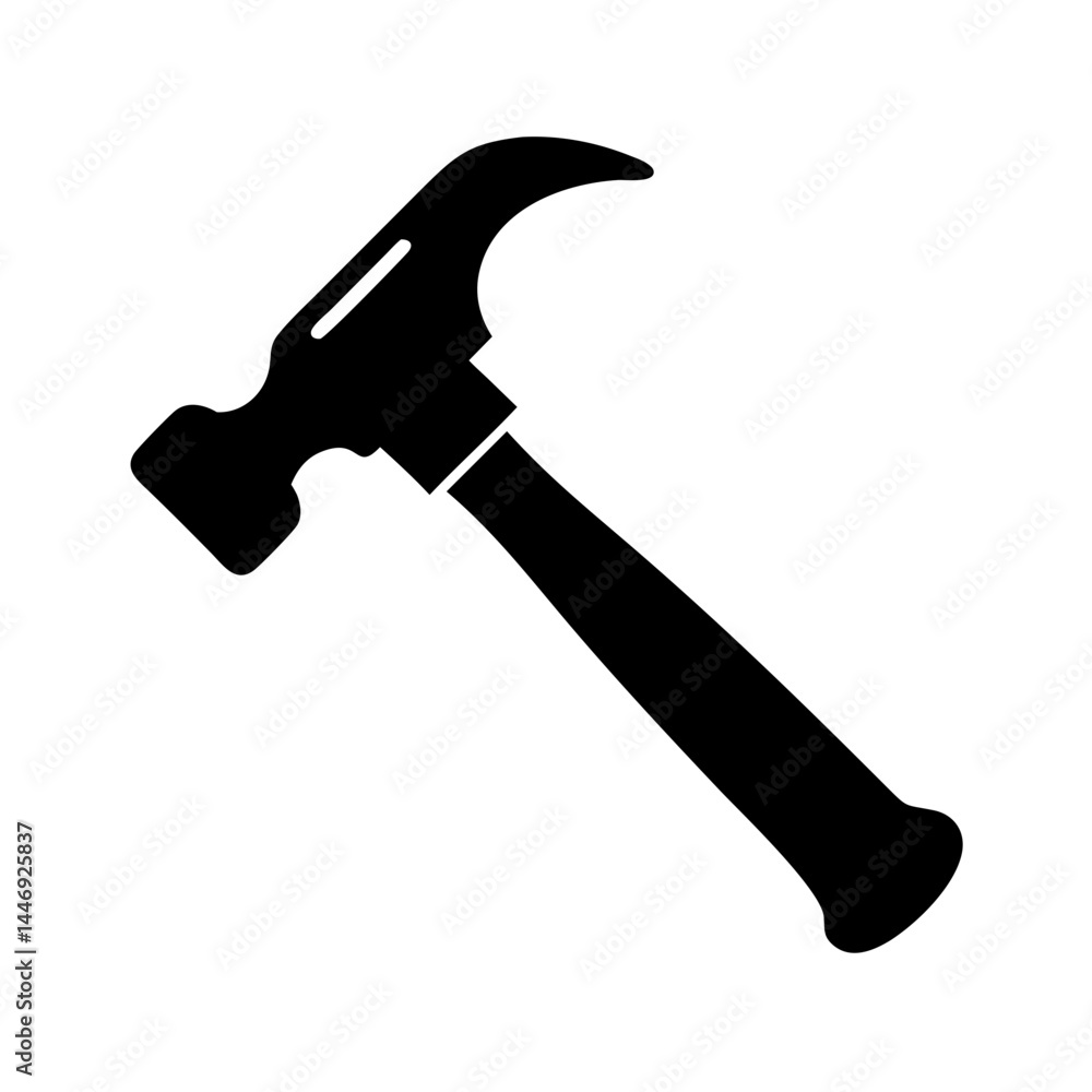 Black Silhouette of a Hammer Tool for Carpentry and Home Improvement Black Silhouette of a Hammer Tool for Carpentry and Home Improvement