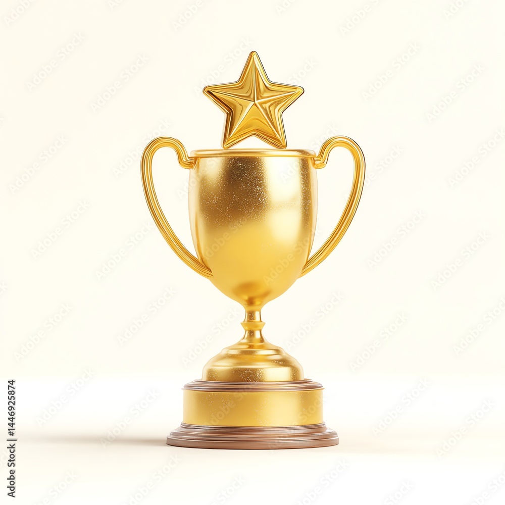 A gleaming golden trophy, a symbol of victory, stands proudly, topped with a shining star, signifying achievement and success. A gleaming golden trophy, a symbol of victory, stands proudly, topped with a shining star, signifying achievement and success.