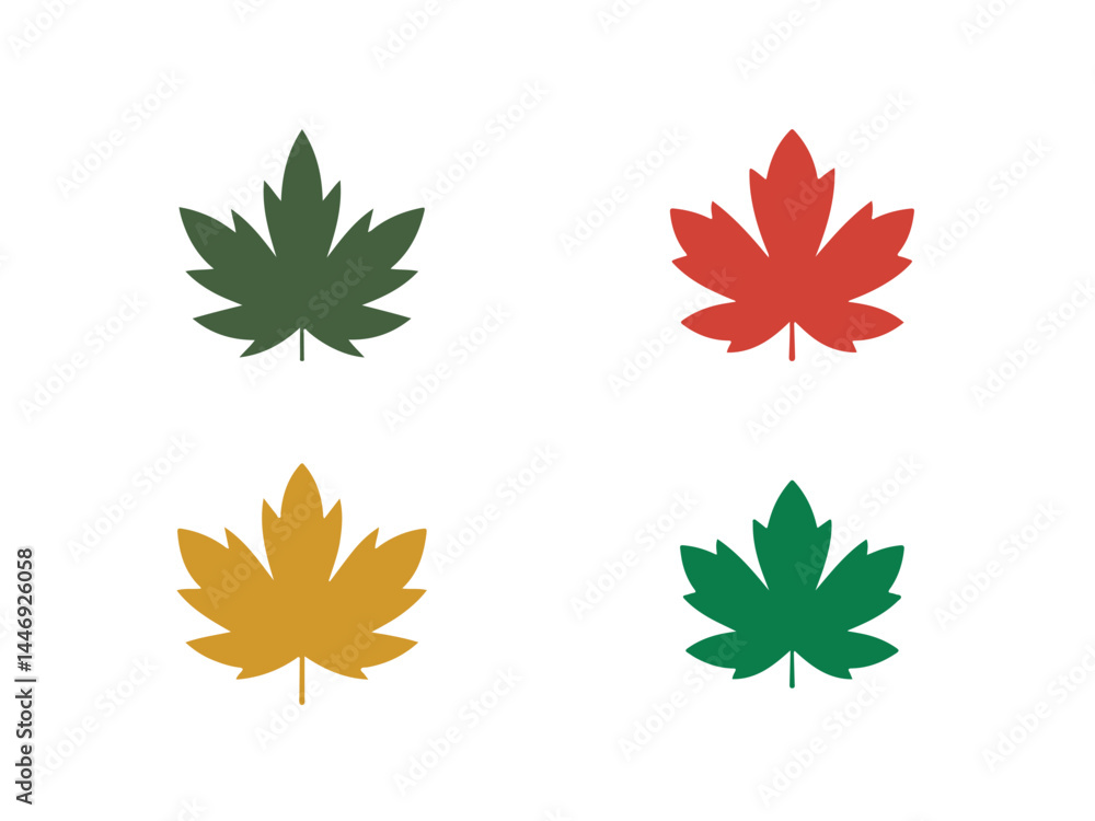 Four-Leaf Clover Icons in Various Colors Four-Leaf Clover Icons in Various Colors